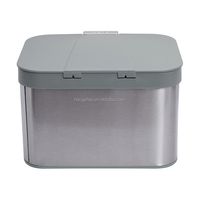 Poubelle de cuisine en acier gris avec couvercle, 1,13 gallon, bac à compost pour comptoir de cuisine, bac à compost domestique