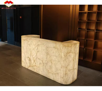 Table basse en marbre blanc translucide rétroéclairée par LED Ice Age avec évier et plateau de vanité de cuisine