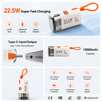 Batterie externe haute capacité 10000 mAh, charge rapide PD 22,5 W, chargeur portable Type-C, vente en gros d'usine