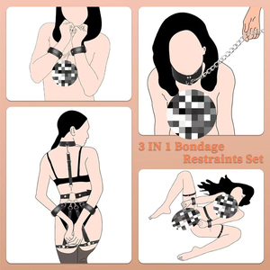 Ensemble de Contrainte avec Menottes Inversées et Sangles de Liaison Fessier-Jambe, Jouets d'Assistance Sexuelle pour l'Entraînement des Esclaves - Product Image 2