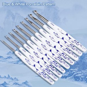 9 pièces aiguille de Crochet en aluminium avec poignée en plastique à motif de <span class=keywords><strong>porcelaine</strong></span> bleue et blanche - Product Image 3
