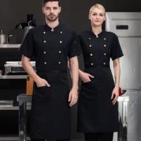 Veste de chef bleu royal avec boutons dorés, uniforme de restaurant, bar à sushi, pour femmes, cuisine, veste de chef avec poche