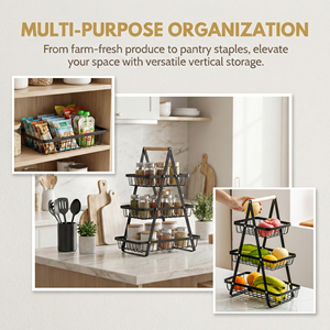Factory Direct Sales Fruit <b>Basket</b> <b>Stackable</b> Storage Hanging Metal Wire <b>Baskets</b> for Kitchen Countertop Organizer - Product Image 5