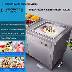 Máquina Comercial de Yogur Frito para Carro de Comida Móvil, Doble Sartén, Gran Capacidad, Enfriamiento Rápido, para Smoothies de Queso y Helado, Equipo Comercial - Product Image 2