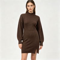 Robe longue en tricot côtelé rouge pour femme, personnalisable OEM & ODM, haute qualité, vente en gros, modèle Harlow Midi