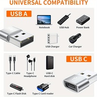 Adaptateur USB OTG en alliage d'aluminium (USB mâle vers Type C femelle) avec sortie CC – Neuf – Charge rapide, transfert de données, design compact et portable