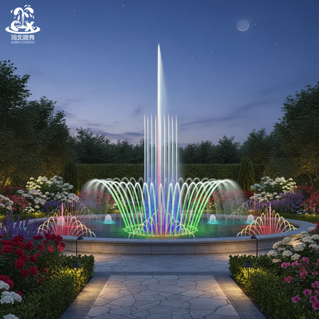 High-Quality Music Outdoor Light Shows Color Changing Park Stainless Steel Water Fountain Equipment