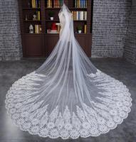 Voiles de Mariée de Luxe 2025 Blanc 3m 4m 5m Long Voile Cathédrale de Mariage Ivoire avec Dentelle Appliquée Perles et Cristaux