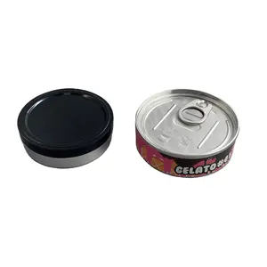 pressitin tuna gummy 3.5g black lid Self Sealed cali dry flower tin packaging small metal tin box case custom cans with lid