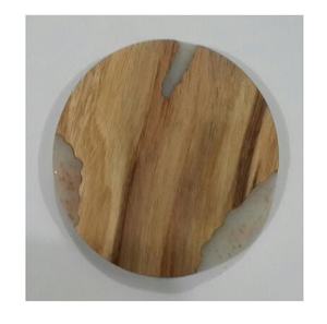 Posavasos de té de resina unido a madera con grietas de estilo moderno, juego forrado de lámina de cobre para mesa de cocina, vasos, alfombrillas/almohadillas de último diseño - Product Image 2