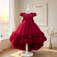 Robe de bal pour enfants, robe de princesse pour filles, robe à traîne en voile moelleux, pour fête d'anniversaire de bébé, spectacle de piano