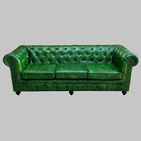 Konvertierbares Traditionelles Chesterfield-Sofa 3-Sitzer Echtes Leder Tief Gesteppt Luxuriöse Wohnzimmermöbel für Lagernutzung