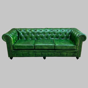 Designer Polo Green 3 Seater Chesterfield Sofa Genuine Leather Deep Tufted Couch Luxury Living Room Furniture Classic Style - Product Image 1