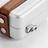 Mini-valise de présentation cosmétique rétro en métal, organisateur de bijoux, boîte de voyage en aluminium pour salon, cadeau, vente en gros, personnalisable