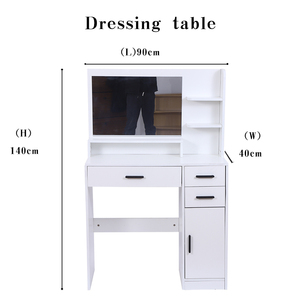 Modern Large <strong>Standing</strong> Wood <strong>Dressing</strong> Vanity <strong>Table</strong> 3-Color Lighting Modes Adjustable Brightness 2 Drawers for Bedroom Hotel Use - Product Image 4