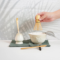 Ensemble de préparation cérémonielle du matcha en gros, 4/5/7/8 pièces, bol à thé matcha en céramique et fouet, logo personnalisable