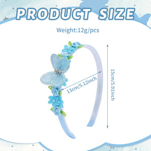 Diadema de Encaje con Mariposas, Diadema Infantil con Perlas y <span class=keywords><strong>Flores</strong></span>, Accesorios para el Cabello Hechos a Mano para <span class=keywords><strong>Niñas</strong></span>, Regalo Personalizado, Publicidad - Product Image 2