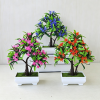 Bonsaï artificiel de pin vert, plante artificielle de bienvenue pour la décoration de table intérieure