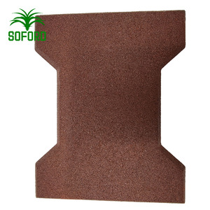 Dalles de pavage en caoutchouc pour extérieur, emboîtables, en forme d'os de chien, épaisseur 45 mm, pour allées, <span class=keywords><strong>pas</strong></span> chères, produit en gazon artificiel - Product Image 1