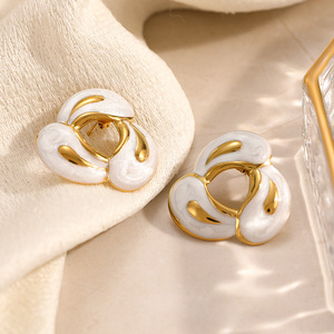 Pendientes de tuerca con diseño de ballena, chapados en oro de 18k, de acero inoxidable, para mujer, joyería de moda EH12275 - Product Image 3