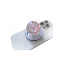 Support de téléphone de bureau rétractable magnétique hémisphérique en résine 3D avec paillettes liquides et sable mouvant pour support de prise de téléphone – Vente en gros