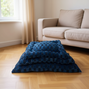 Ensemble de trois tapis pour animaux de compagnie en fourrure de lapin bleu foncé, de qualité supérieure - Product Image 3