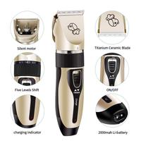 Ciseaux de chien sans fil rechargeables professionnels coupe de cheveux de beauté pour animaux de compagnie silencieux pour chats or acier inoxydable USB usage domestique