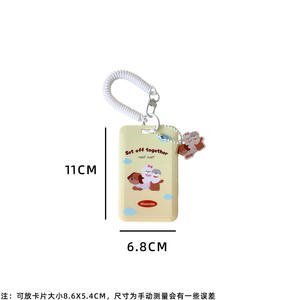 Porte-cartes 3 pouces en plastique ABS avec motif chiens et lapins de dessin animé, étui pour badges et cartes d'identité d'étudiant avec pendentif breloque en acrylique - Product Image 6