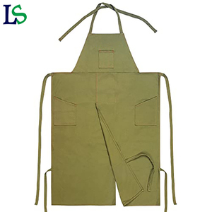 Tablier de cuisine en toile polyester vert avec logo de marque personnalisé Tablier de travail pour jardin Guêtres avec fentes Tablier de cuisine avec poches - Product Image 5