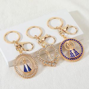 Llavero Portamonedas de Aleación de Zinc con Relieve de Milagros Católicos, Nuestra Señora de la Concepción, Nossa Senhora da Aparecida, con Pedrería - Product Image 1