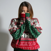 Pull de Noël à motifs traditionnels pour femmes Pull en tricot de vacances à la mode pour femmes