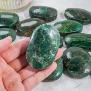 Seven Chakra African <strong>Jade</strong> Gemstone Feng Shui Healing Carved Crystal Palm <strong>Stone</strong> - Product Image 3