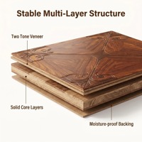 Parquet décoratif en bois d'ingénierie multicouche Noyer Noir, motif sculpté 3D, bicolore, système de pose à clipser, pour villas de luxe