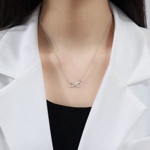 925 alla moda argento Sterling infinito numero 8 ciondolo personalizzabile pietra colore 4mm Cz collana da donna gioielli - Product Image 6