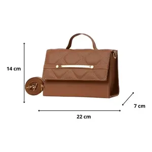 Bolso Cruzado Bernie Camel para Mujer de Fana, Cuero Genuino, Cierre de Cremallera, Patrón de Rejilla de Diamantes, para Todas las Temporadas - Product Image 1