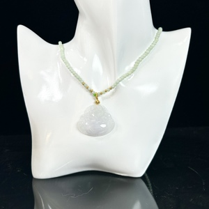 Pendentif en jadéite birmane de qualité naturelle A, <span class=keywords><strong>Bouddha</strong></span> rieur, pendentif en jadéite birmane pour femme (avec NGTC) - Product Image 6