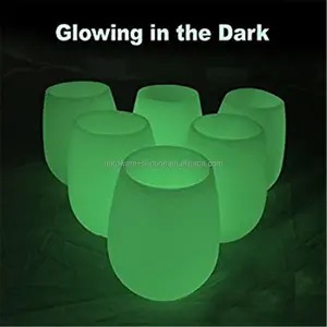 Glow In The Dark Custom Logo Silicone Drinking Wine Glasses Cups