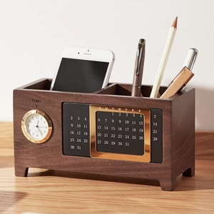 Venta al por mayor Color Led luz calendario Digital reloj de madera calendario perpetuo caja de almacenamiento marca Flip escritorio pared calendario promocional - Product Image 4
