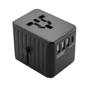 Adaptateur de voyage universel noir avec prise de charge rapide GaN, plus efficace et gain de temps - Product Image 6