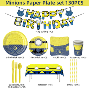 Wholesale Modern Disposable Eco-friendly Baby Shower <strong>Party</strong> Tableware Set with Yellow Paper Plates Cups Cutlery - Product Image 6