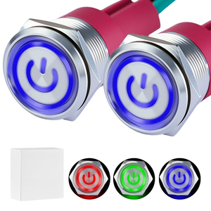 Interruptor de botón pulsador con LED, botones con retroiluminación, función de bloqueo, para ensamblaje de caja de botones - Product Image 1