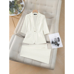Women's Professional Three Quarter Sleeve Suit <b>Set</b> Slim Fit Office Lady Anti Wrinkle Business Daily Commute Formal <b>Blazer</b> - Product Image 2