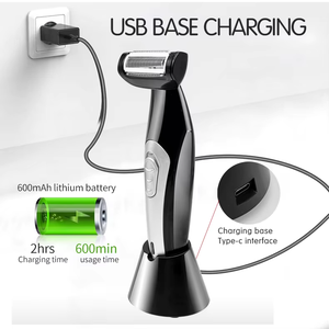 Tondeuse corporelle détachable avec corps pliable pour rangement, rasoir dorsal rechargeable Type-C avec base de charge - Product Image 3