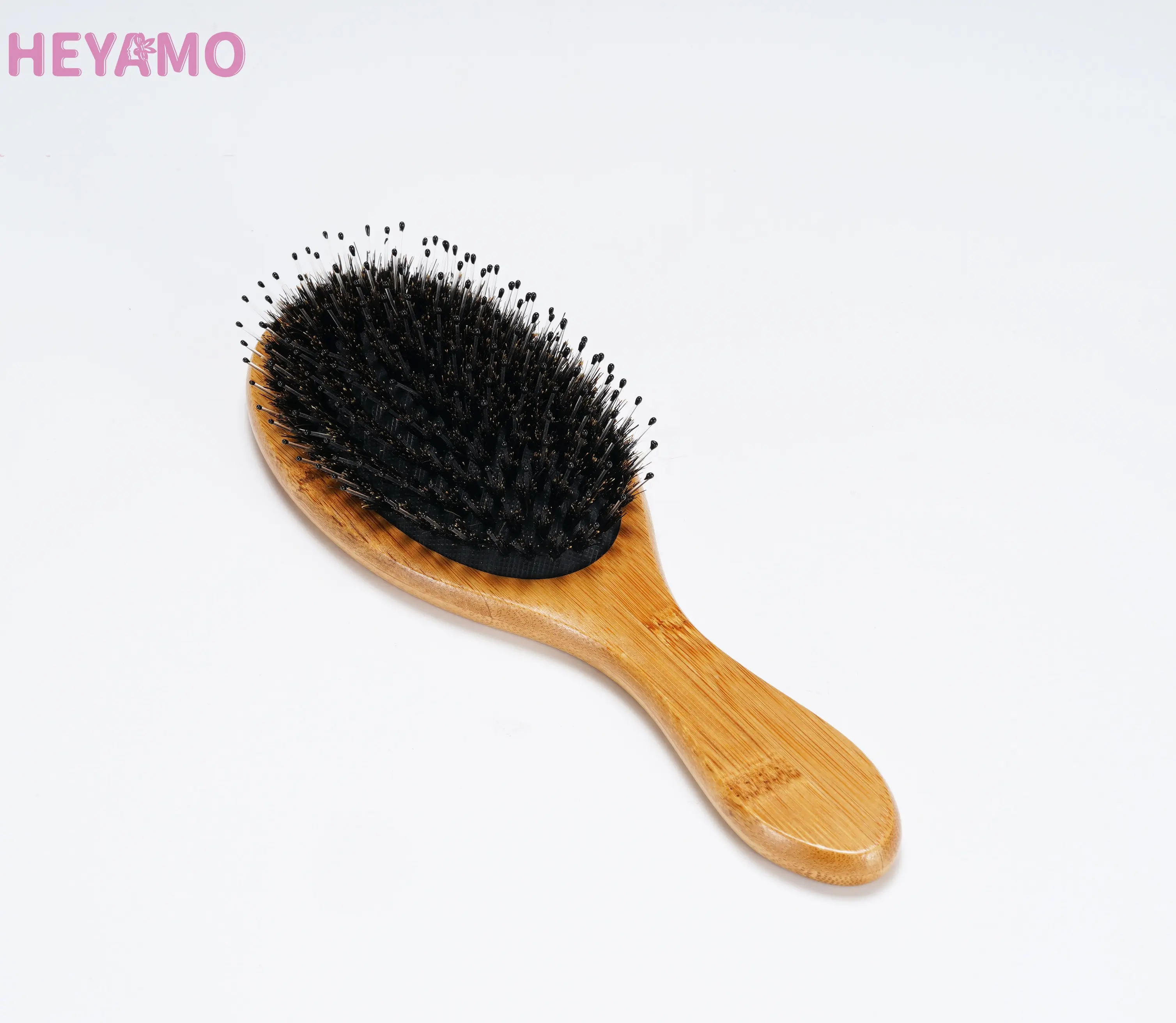 HEYAMOユニークな竹の木の剛毛ヘアブラシBrosse a Cheveux環境にやさしい製品木製ヘアブラシウェットデタングルブラシペタイン