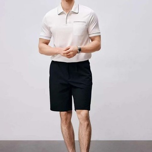 <span class=keywords><strong>Chemise</strong></span> en <span class=keywords><strong>coton</strong></span> tissé pour homme - Col contrastant, fermeture éclair, manches courtes, respirante, coupe ajustée, style business décontracté, pour le golf, été - Product Image 2