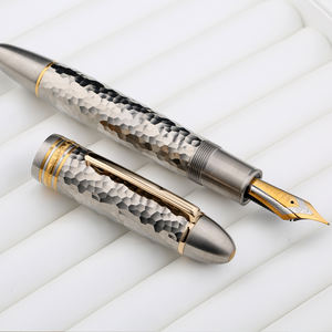 MAJOHN P141 Titanium Alloy Fountain Pen <strong>8</strong># 40 <strong>Size</strong> F <strong>Nib</strong> for Men Student Writing Hammered Pattern View Window Gold Clip - Product Image 6