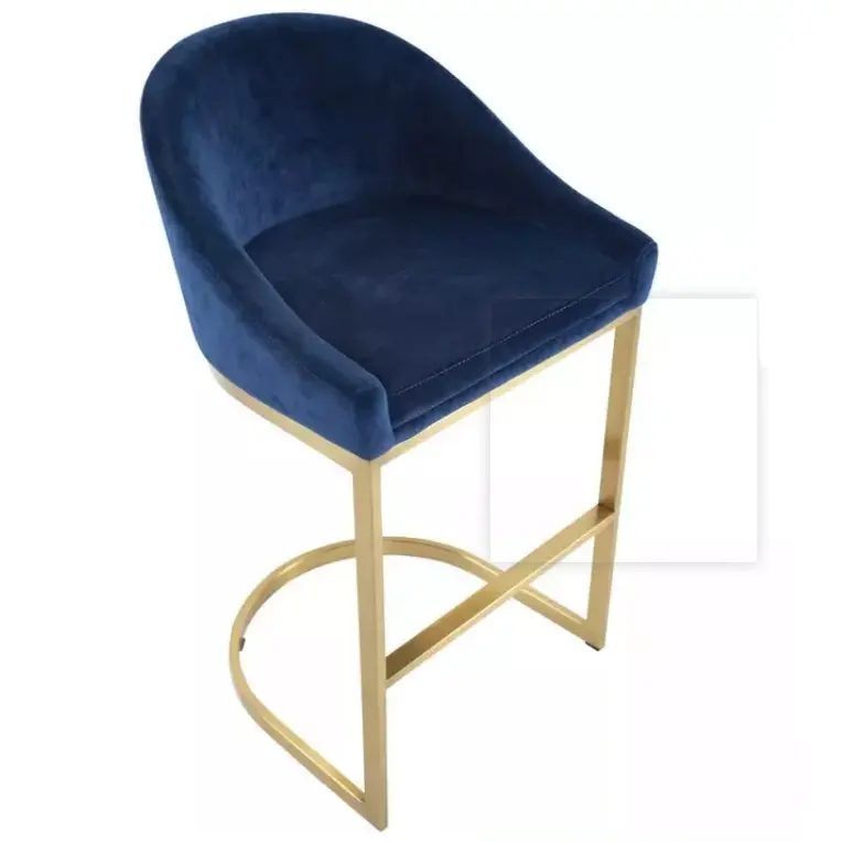 Golden Metal Legs Velvet High Back Counter Height Bar Stool Restaurant Kitchen Bar Chair Dining Chair for Counter Table