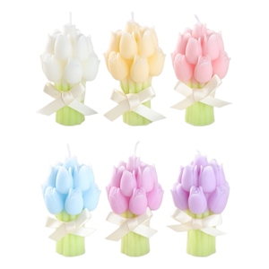 Nueva Llegada: Velas Aromáticas Hechas a Mano con Ramo de Tulipanes Multicolor y Lazo Decorativo - Vela Artística Estética <span class=keywords><strong>para</strong></span> el Día del Padre y Año Nuevo - Product Image 3