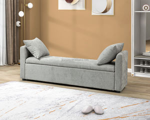 Современный серый тканевый стул для спальни с обивкой оттоманка скамейки для хранения - Product Image 1