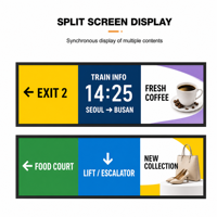 Havaalanı Salonu Çift Ekranlı Çift Taraflı Uzatılmış Bar LCD Ekran Asılı Reklam Dijital Tabela Android WiFi İç Mekan